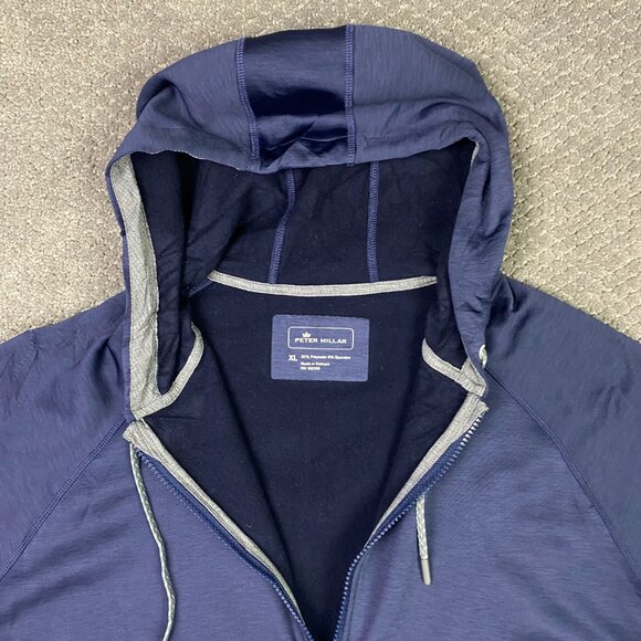 Peter Millar Crown Sport Placid Performance Hoodie Men's XL Blue Full Zip EK75 - Picture 6 of 12